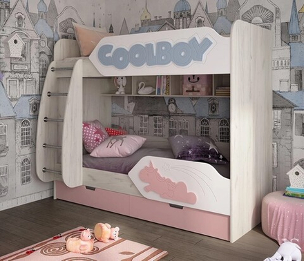 Детская 3Д Кровать двухъярусная ДН-84 левое исполнение