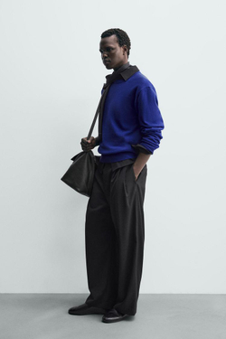 ZARA СВИТЕР ИЗ СМЕСОВОЙ ШЕРСТИ, СИНИЙ