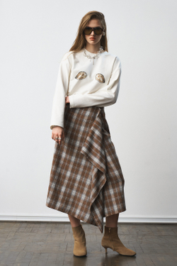 Юбка-килт 1301 принт клетка коричневый