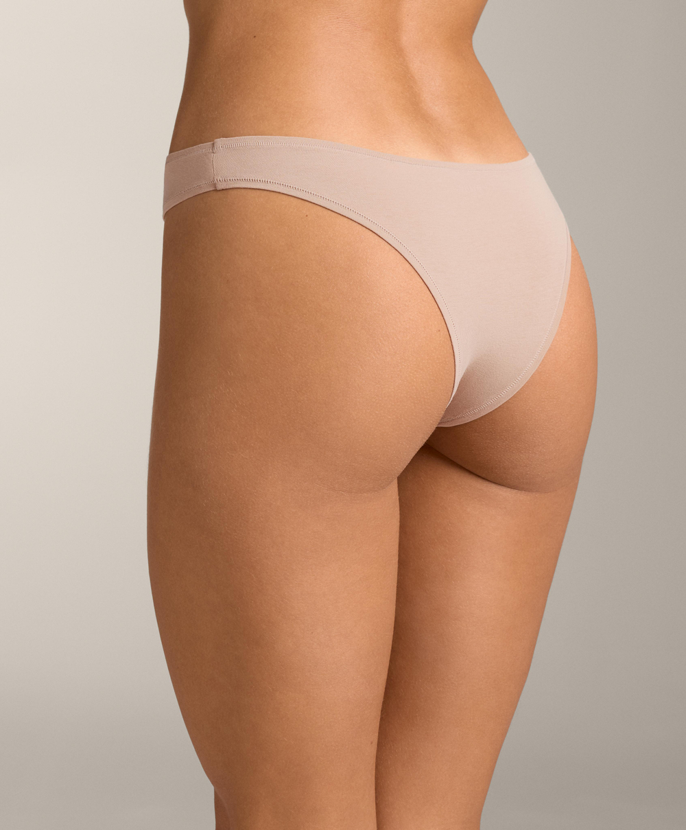 OYSHO Набор из пяти трусиков-бразильских из смесовой хлопковой ткани, бежево-розовый