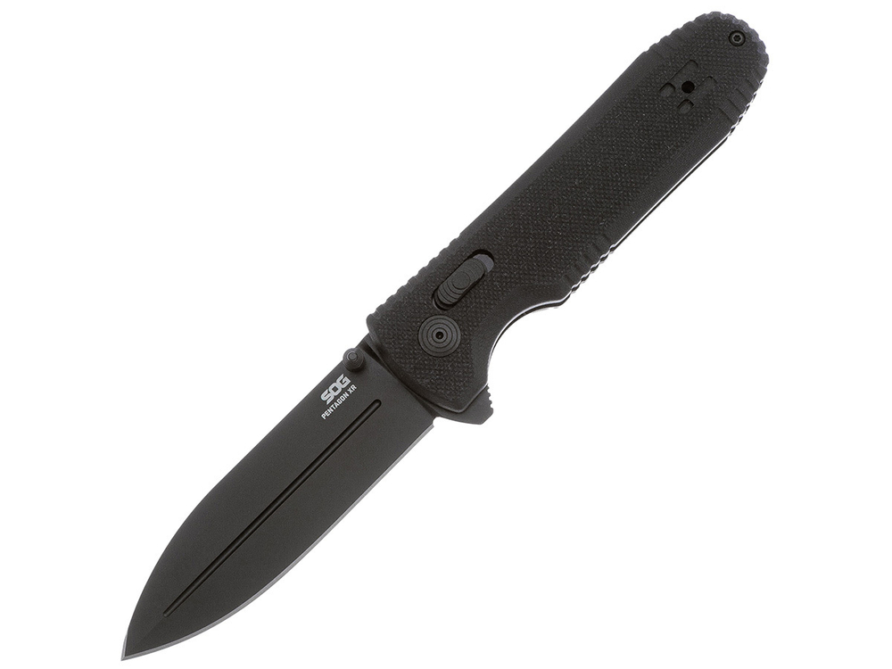 Нож складной SOG Pentagon XR Blackout, сталь Cryo CTS XHP, рукоять G10, 139г