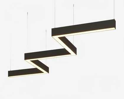 Подвесной LED светильник "ЗигЗаг" LP85-STEPS-L90-5S410 (сегмент 410 мм) 50Вт 3000К 4600Лм черный 1367х325х80мм DIOLUM