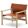 Кресло Jan из переработанной кожи светло-коричневого цвета и ясеня в натуральном цвете