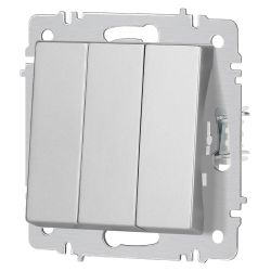 Выключатель Intro Accent 6-106-03 тройной, 10А-250В, IP20, СУ, AL/CU, алюминий