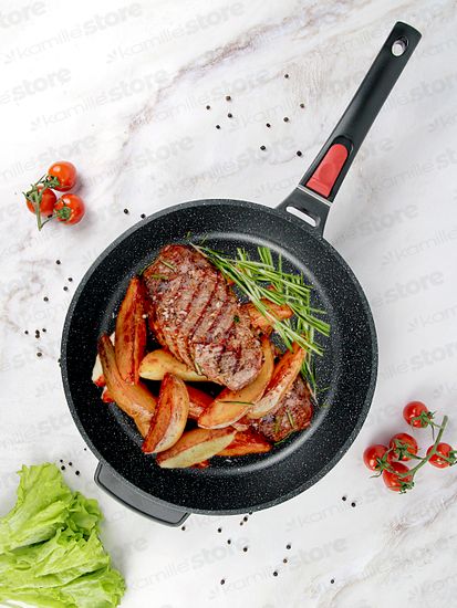 Сотейник 28 см. из литого алюминия Kamille KM 4474 со съемной ручкой