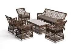 "Асти" лаунж-зона из искусственного ротанга на 6 персоны, цвет коричневый