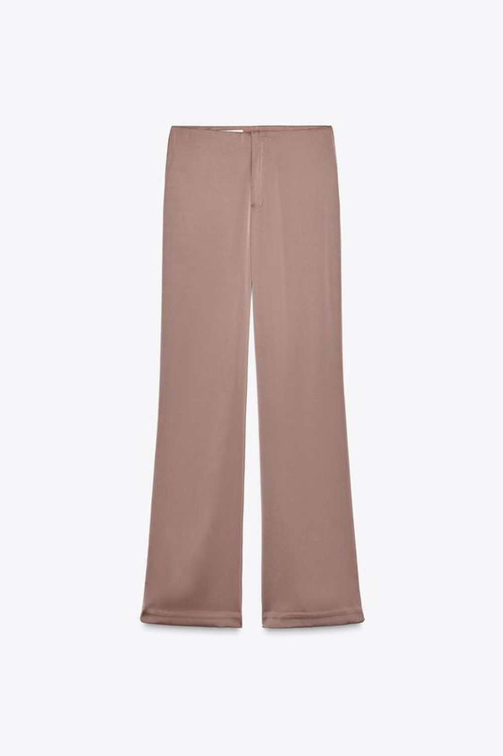 ZARA АТЛАСНЫЕ БРЮКИ КЛЕШ, БЛЕДНО-РОЗОВЫЙ