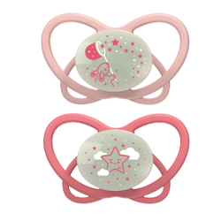 NIP Соска пустышка, силикон "Butterfly Night ", красный, размер 1 (0-6)