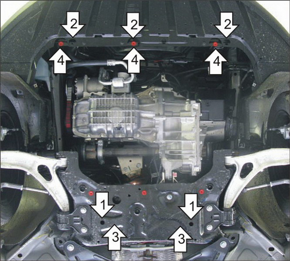 Защита картера Двигателя, КПП. 2 мм, Сталь. для Ford Focus, C-Max, Volvo S40, V50  MOTODOR.70747