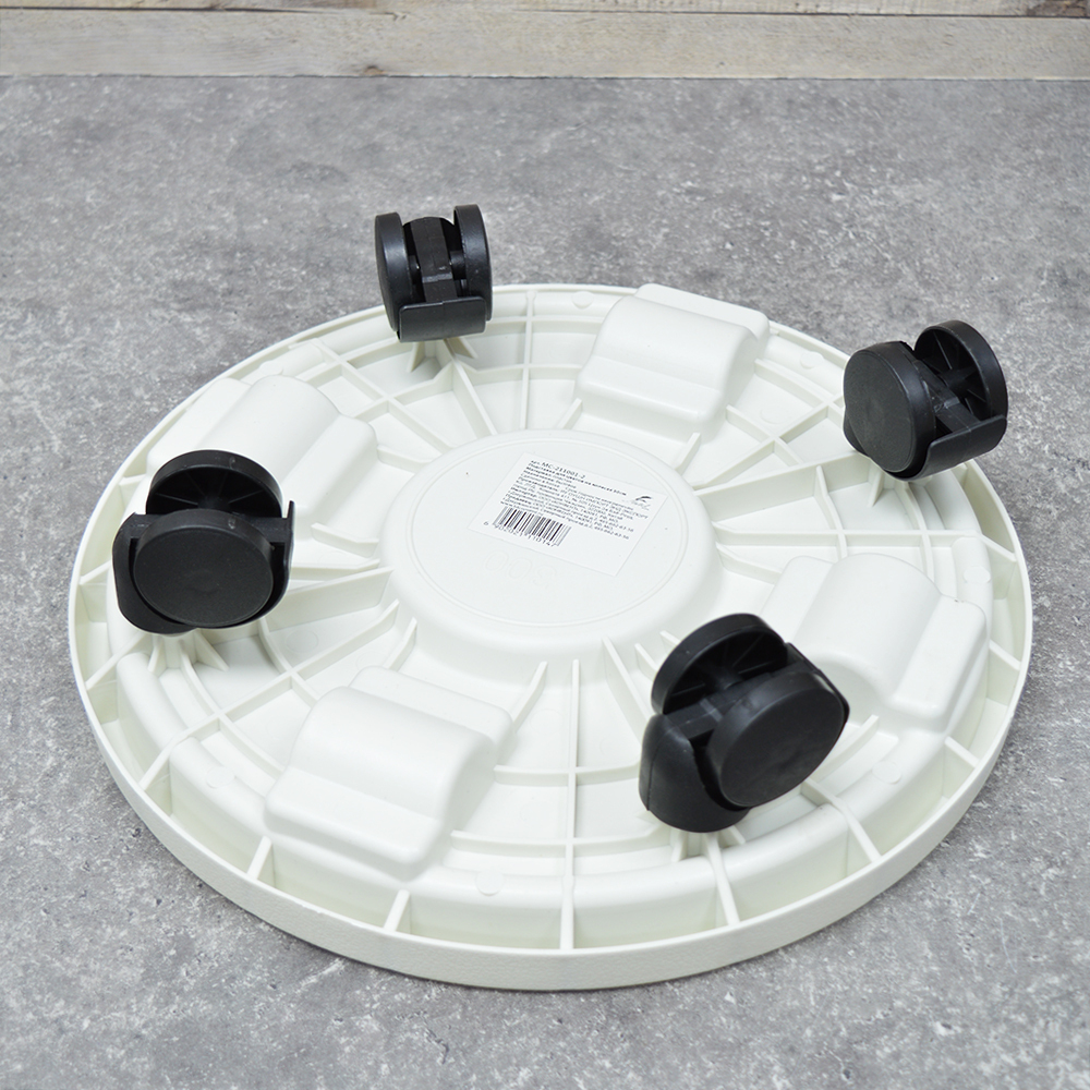 Подставка для цветов на колесах 32см белая