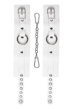 Белые мягкие кожаные оковы с люверсами