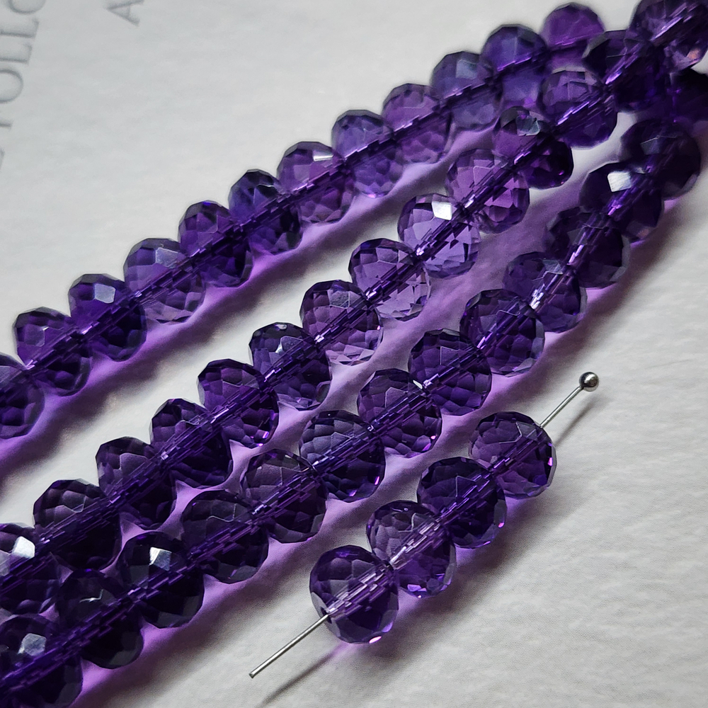 Аметист, рондель 8×5мм, ювелирная грань, штучно