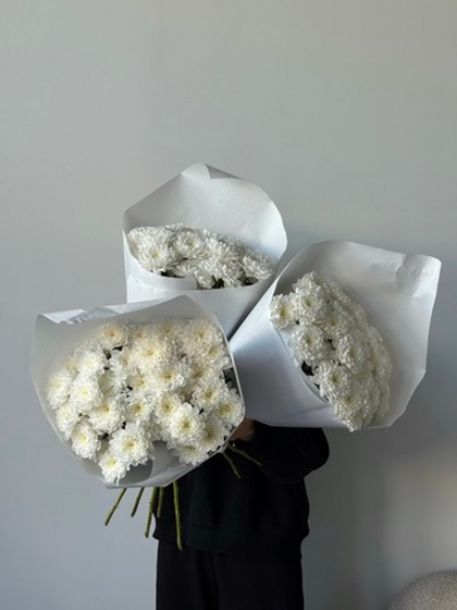 Охапка кустовой хризантемы в белом оттенке 5 шт