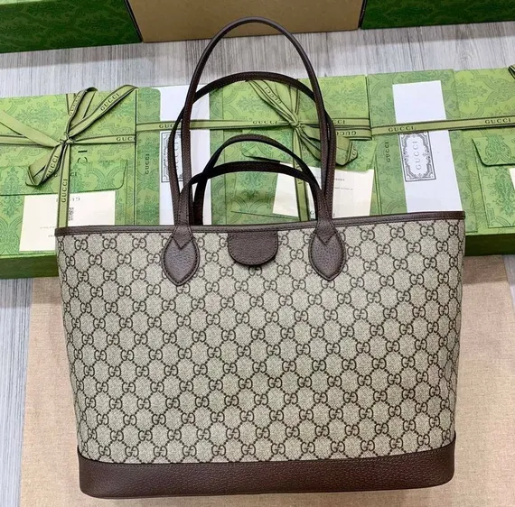 Сумка-тоут Gucci Ophidia среднего размера бежевый