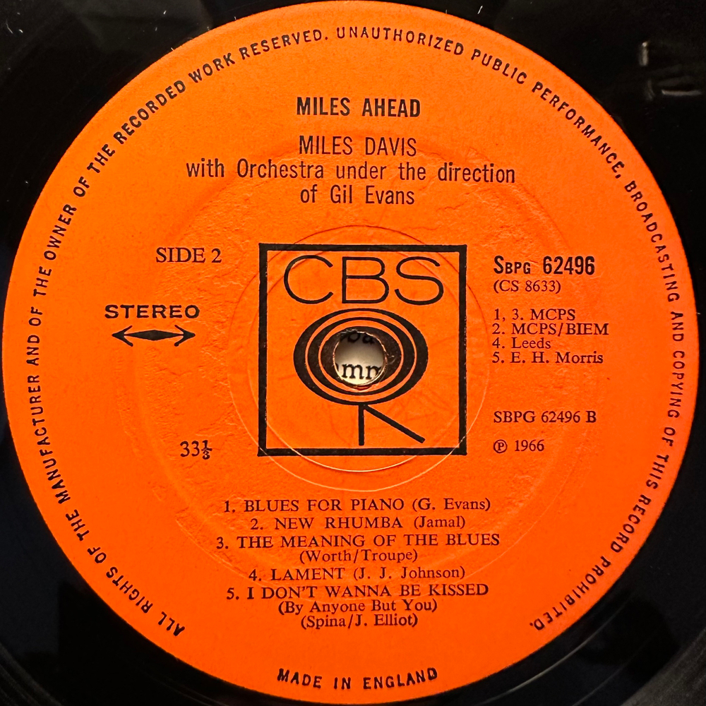 Miles Davis + 19 With Orchestra Under The Direction Of Gil Evans ‎– Miles Ahead (Англия 1966г.)