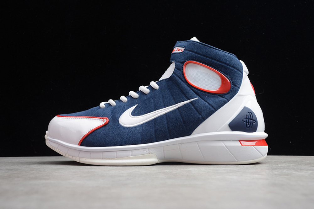 Купить в Москве баскетбольные кроссовки  Nike Air Zoom Huarache 2K4 Navy White Red