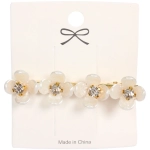 Зажим для волос 1шт на блистере «МАНГО», цветы, цвет белый, 6*1.5см