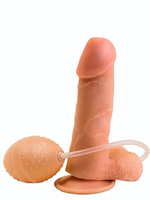 Фаллоимитатор-реалистик с грушей для имитации эякуляции (15.5 см) (Цвет: телесный)