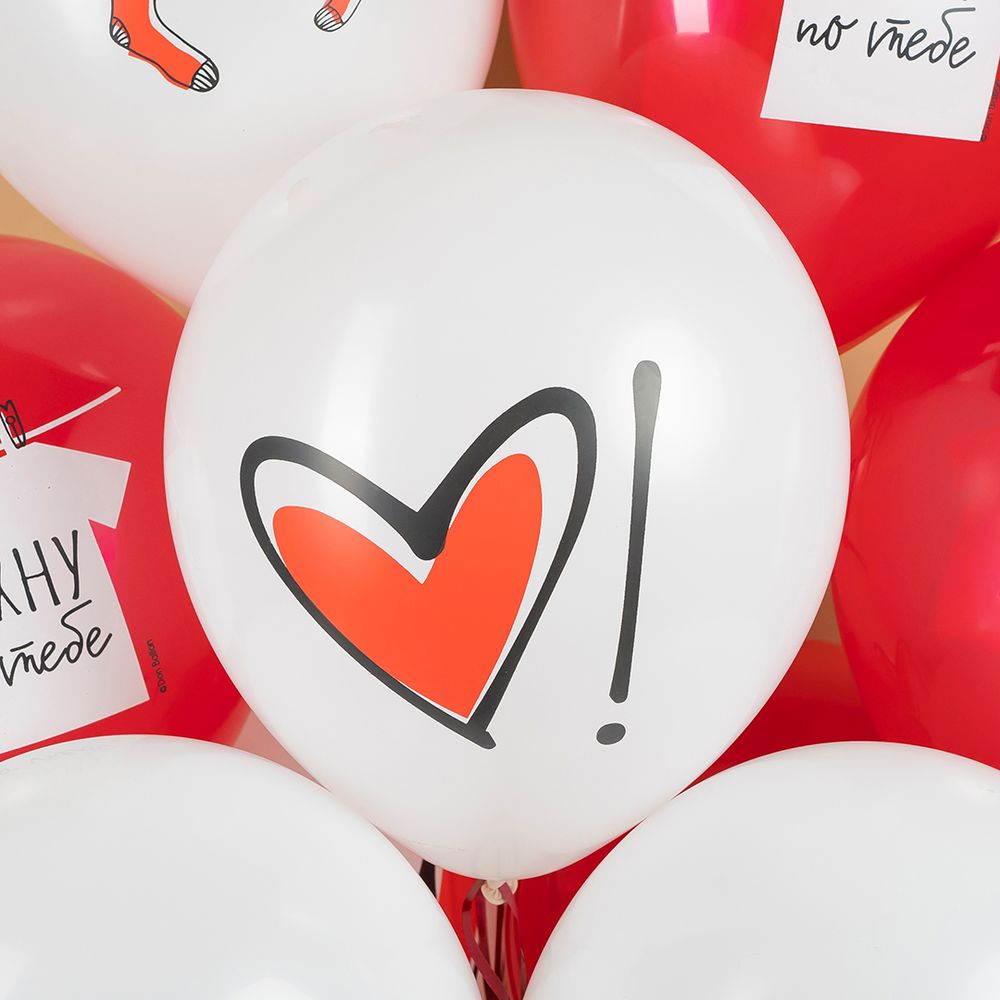 Шар (12''/30 см) Сохну по тебе ..., Красный/Белый, пастель, 2 ст, 25 шт.