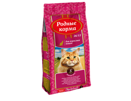 Сухой корм РОДНЫЕ КОРМА для взрослых кошек мясное рагу 26/12 2,045 кг