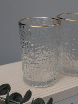 Набор бокалов с узором, 240 мл. 6 шт. С золотой каймой