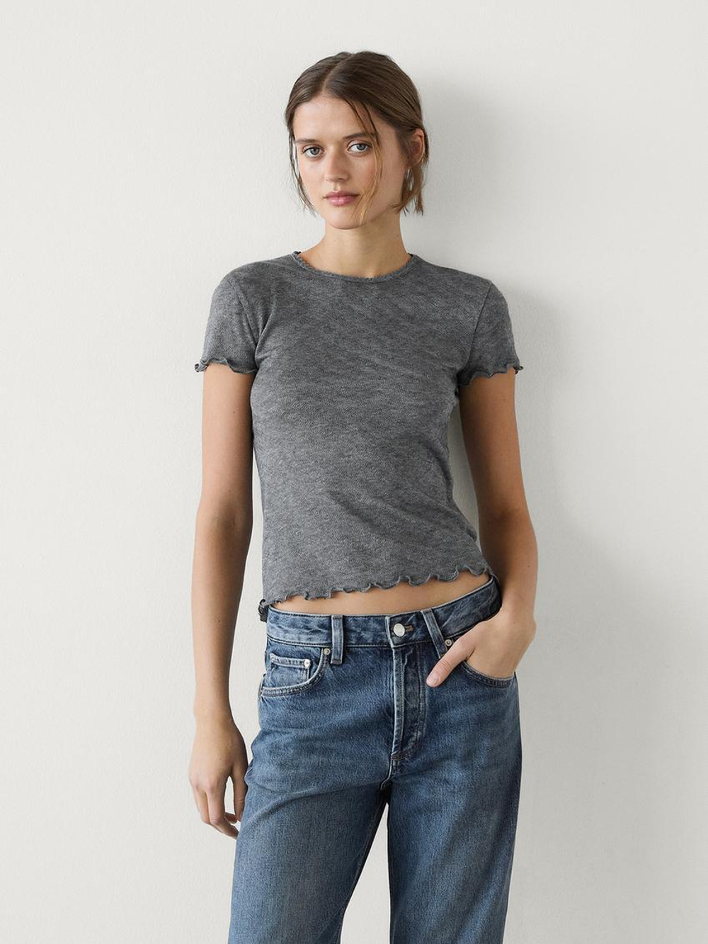 Massimo Dutti Футболка, антрацитово-серый