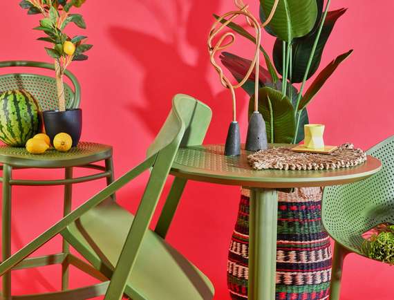 Стол пластиковый складной Sky Ø60, зеленый