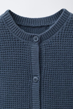 ZARA ДЛИННЫЙ ВЯЗАНЫЙ КОМБИНЕЗОН С ЭТИКЕТКОЙ В ВИДЕ БЕЛКИ, СИНИЙ