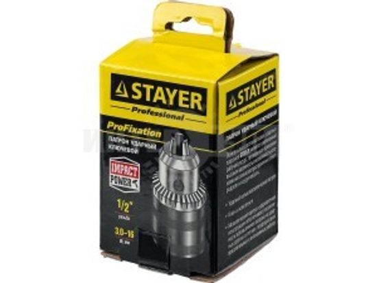 Патрон ударный STAYER ключевой для дрели,16мм,с ключом в комп.,Д 3,0-16мм