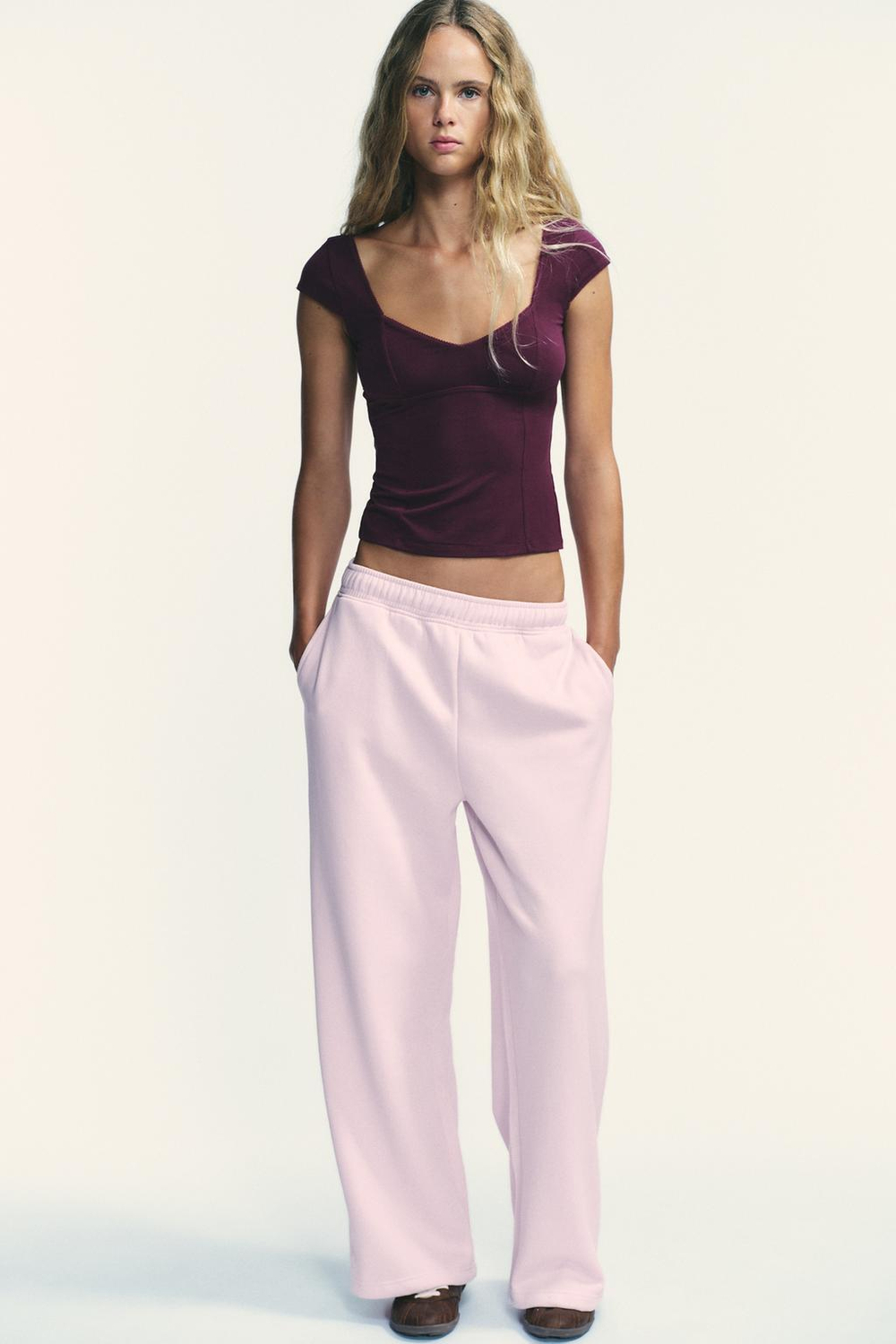 ZARA ТОП ИЗ ЛИОЦЕЛЛА С КРУЖЕВОМ, ЛИЛОВЫЙ