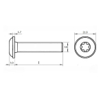 Винт шлиц TORX ИСО 7380-2 А2 M 10х90/90 Tх50 с полукруглой головкой с фланцем в упак  50 шт