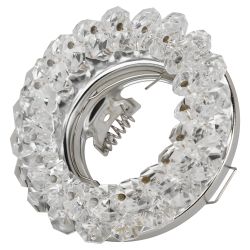 Светильник встраиваемый декоративный ЭРА DK16 CH/WH под лампу MR16 GU5.3 декор с хрусталиками прозрачный/хром | Декоративные встраиваемые светильники