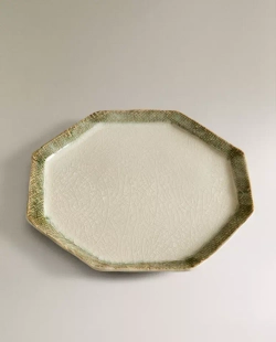 ZARA HOME КЕРАМИЧЕСКАЯ ОБЕДЕННАЯ ТАРЕЛКА, ЗЕЛЕНЫЙ