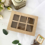 Коробка для 6 конфет с окном 137*99*39 мм (КРАФТ)