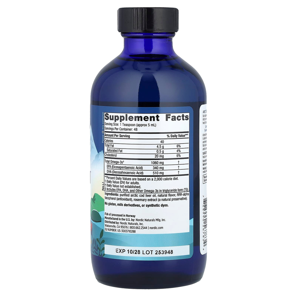 Nordic Naturals, Масло печени арктической трески со вкусом клубники, 237 мл (8 жидких унций)