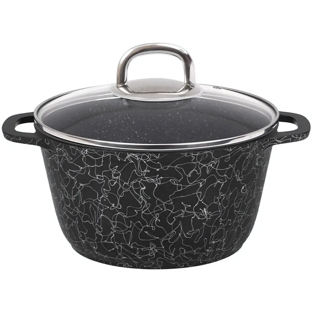 Кастрюля 2,5л «Грация» (черный/серебро) со стеклянной крышкой кчс25а