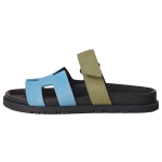 Hermes Chypre open-toed flat-bottomed rubber-soled slippers women's blue-green, H222297Z JT