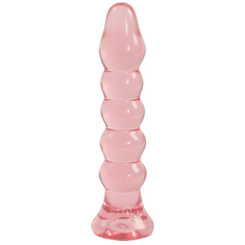 Розовая анальная елочка 14см Doc Johnson Crystal Jellies Anal Plug Bumps Pink 7005-02-CD