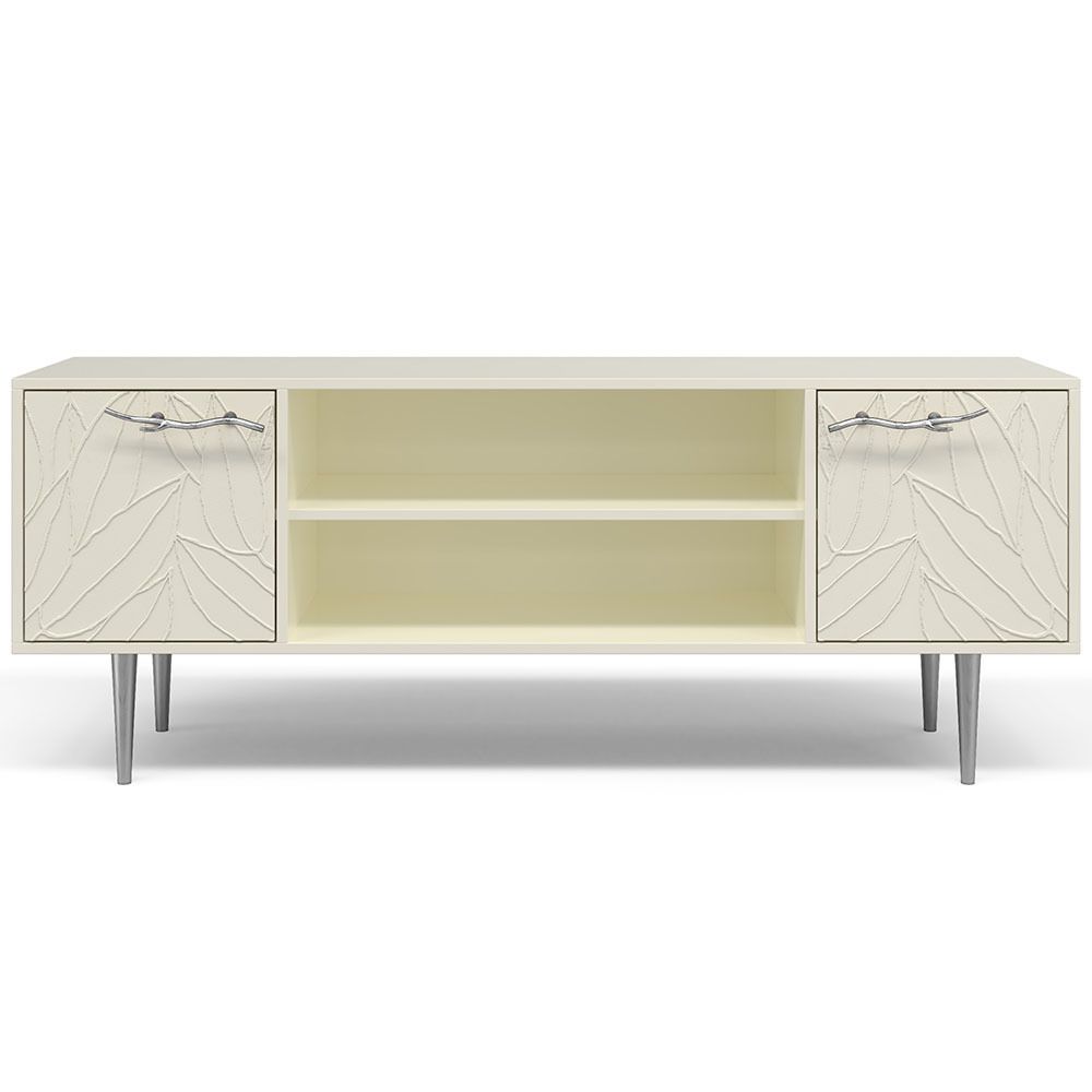 Тумба под ТВ Арт Колор leaves 155см Стайл Сильвер Кремовый белый