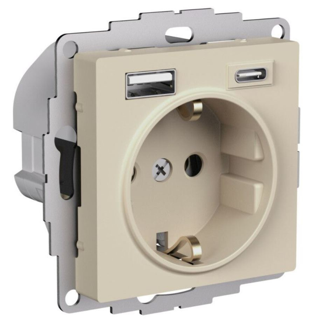 Розетка с заземлением с 2 USB  Systeme Electric ATN001232