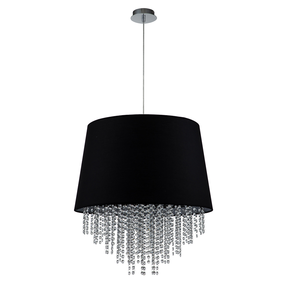 Подвесной светильник 5х60Вт Е27, металл/ткань/хрусталь,  чёрный