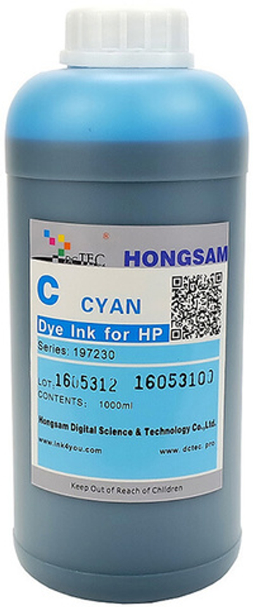 Чернила DCTec — HONGSAM водорастворимые для HP серия: 197230 - Cyan (Голубой) 1000 мл.