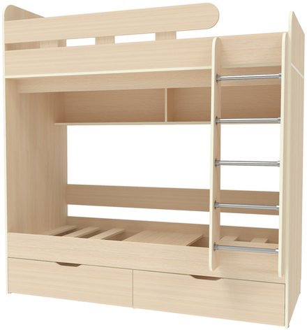 Двухъярусная кровать КарИВи Юниор 5 80х190  Дуб Молочный  Дуб Молочный