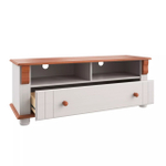 Тумба под телевизор 120х40х45, Адель с ящиком для вещей, для ТВ, массив сосны, белый/черри, Dipriz