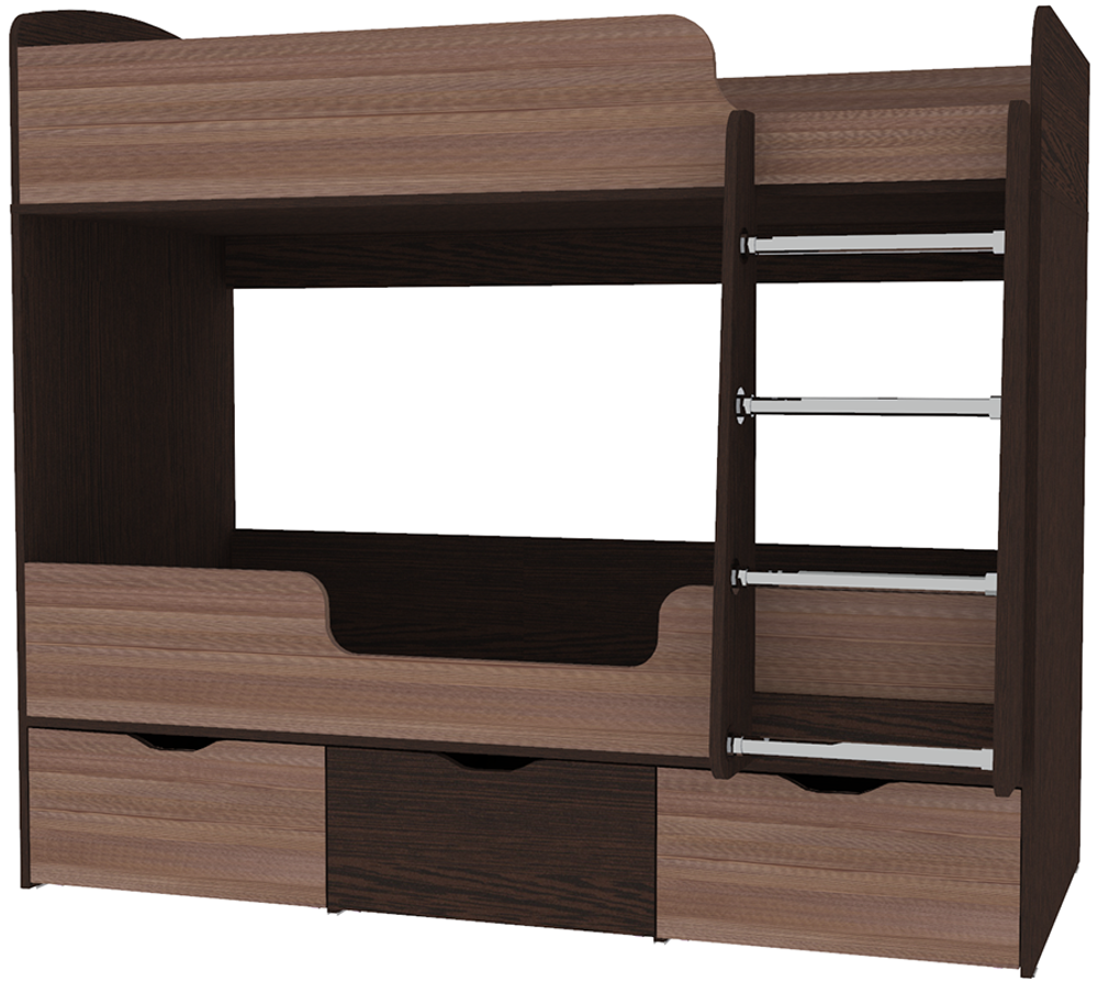 Кровать двухъярусная КарИВи Малыш Двойняшка 80х180 Венге Бодего Темный