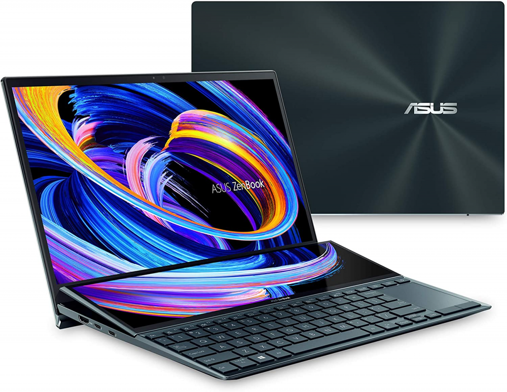 Ноутбук Asus Zenbook Duo UX482EGR i7-1195G7 16Gb SSD 1Tb NVIDIA MX450 2Gb 14 FHD IPS TS Cam 70Вт*ч Win11 Синий UX482EGR-HY355W 90NB0S51-M001E0