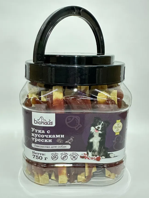 Biohaus лакомство для собак утка с кусочками трески