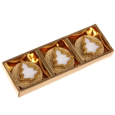 Свечи новогодние «Ёлочка» 25*8,5*3 см (набор 3 шт), золото