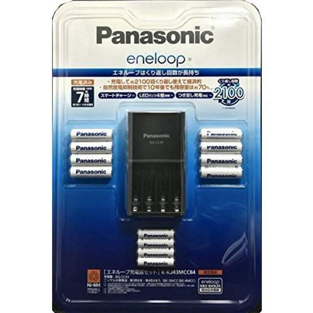 Зарядное устройство + аккумуляторные батареи Panasonic Eneloop KKJ43VCC84 8АА+4ААА