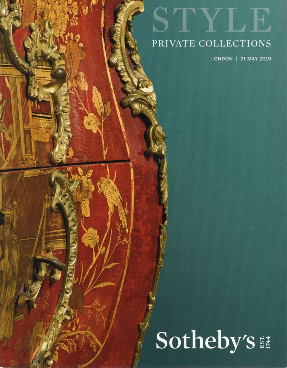 Каталог аукциона Sotheby's, Лондон, Стиль: Частные коллекции от 21 мая 2019 года